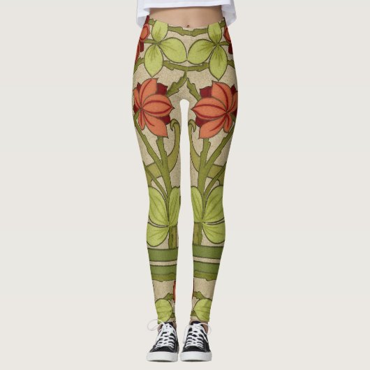 Frieze Border Art Nouveau Floral Leggings (Vorderseite)