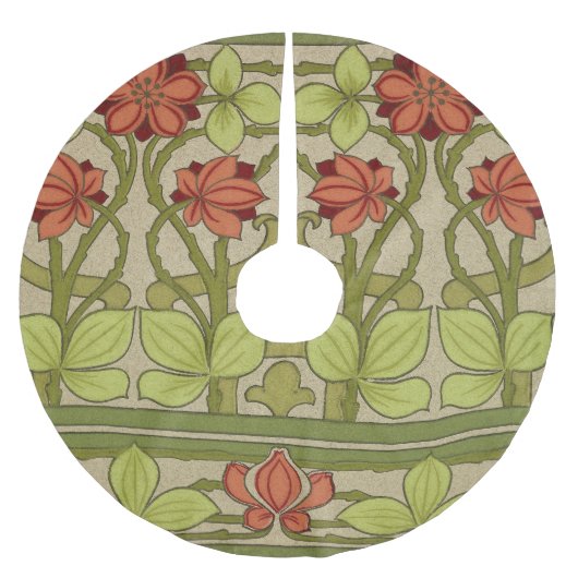Frieze Border Art Nouveau Floral Polyester Weihnachtsbaumdecke (Vorderseite)