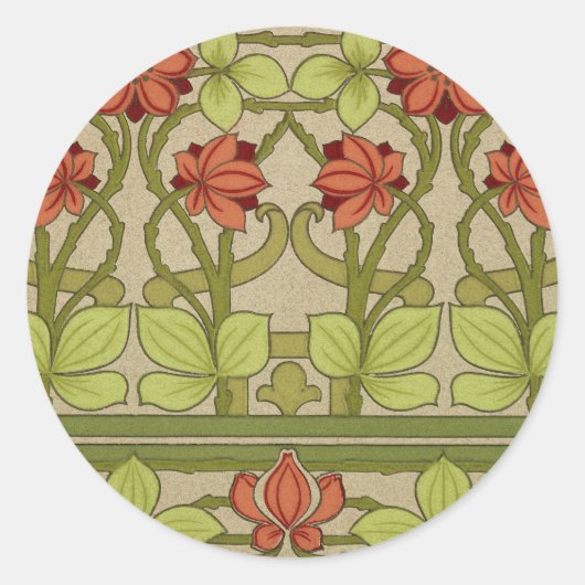 Frieze Border Art Nouveau Floral Runder Aufkleber (Vorderseite)