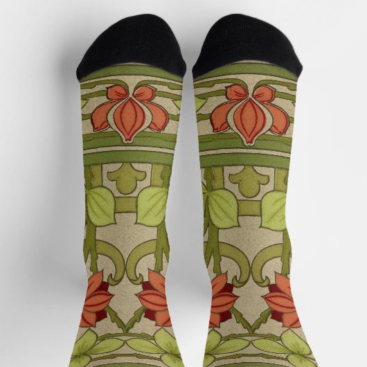Frieze Border Art Nouveau Floral Socken (Oben)
