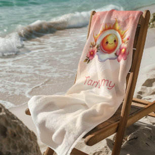 Frig Ei Hot Sun Pink Blume Girl Strandtuch