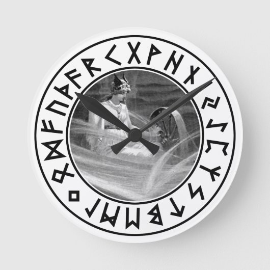 Frigg Rune Shield Runde Wanduhr (Vorderseite)