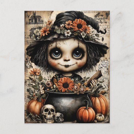 Fright & Delight Halloween Feiertagspostkarte (Vorderseite)