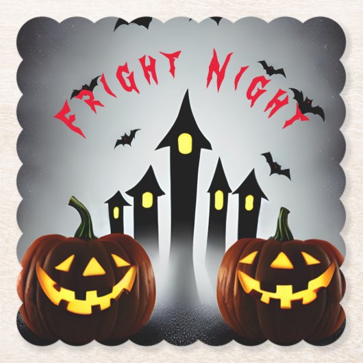 Fright Night Creepy Halloween Jack 'o Lantern Untersetzer (Vorderseite)