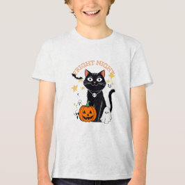 Fright Night Halloween Cat Tri-Blend Shirt