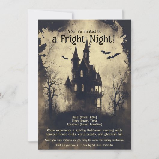 Fright Night Halloween-Party Einladung (Vorderseite)