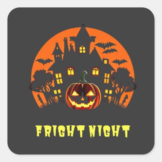 Fright Night Halloween Quadratischer Aufkleber (Vorderseite)