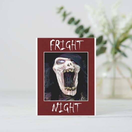 Fright Night Skelton Skulll Halloween-Party Einladung (Stehend Vorderseite)