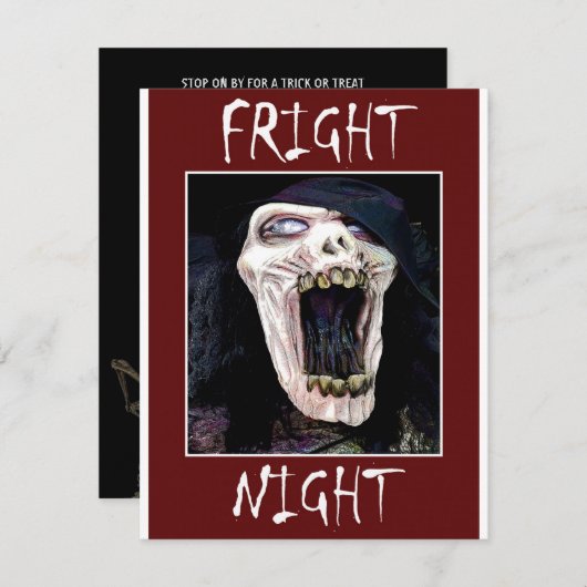 Fright Night Skelton Skulll Halloween-Party Einladung (Vorne/Hinten)