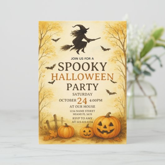 Fright Night Spooky Halloween-Party Einladung (Stehend Vorderseite)