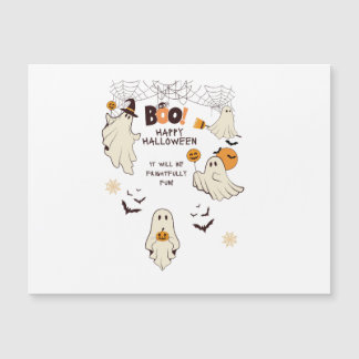 Frightfully Fun Ghosts – Cute Halloween Cartoon  Magnetkarte