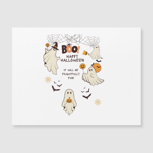 Frightfully Fun Ghosts – Cute Halloween Cartoon Magnetkarte (Vorderseite)