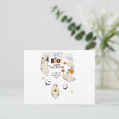 Frightfully Fun Ghosts – Cute Halloween Cartoon  Postkarte (Stehend Vorderseite)