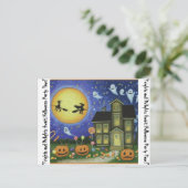"Frights and Delights Await: Halloween-Party Time! Postkarte (Stehend Vorderseite)