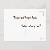 "Frights and Delights Await: Halloween-Party Time! Postkarte (Rückseite)