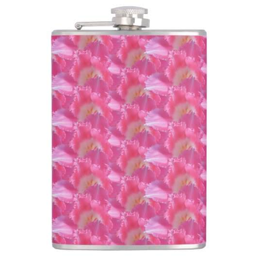 Frilles pink Tulips - Modernes Blumendesign Flachmann (Vorderseite)