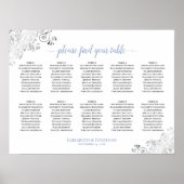 Frilly 10 Table Wedding Seating Chart White & Blue Poster (Vorne)