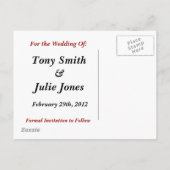 Frilly Black, White and Red Save the Date Postcard Ankündigungspostkarte (Rückseite)