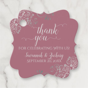 Frilly Dusty Rose & Silver Gray Wedding Vielen Dan Geschenkanhänger