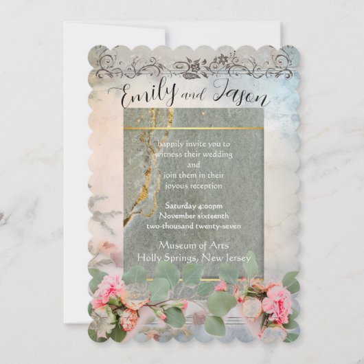 Frilly Elegance Flat Wedding Einladung (Vorderseite)