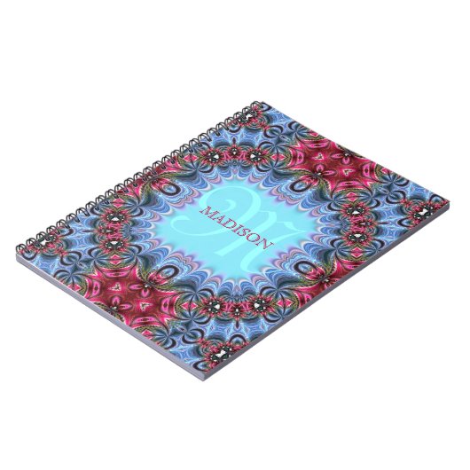 Frilly Fraktals Blue Pink Personalisiert Notebook Notizblock (Linke Seite)