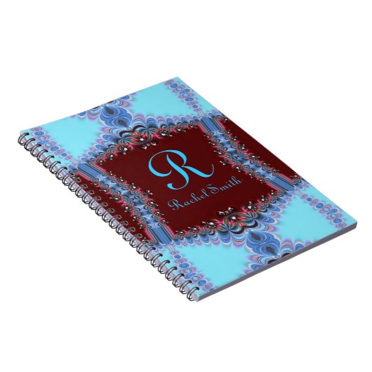 Frilly Fraktals Blue Red Personalisiert Notebook Notizblock (Rechte Seite)