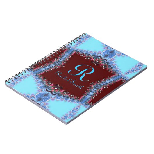 Frilly Fraktals Blue Red Personalisiert Notebook Notizblock (Linke Seite)