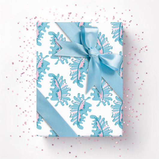 Frilly Frond in Rosa und Aquamarin Geschenkpapier