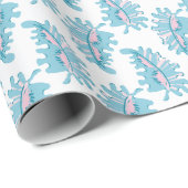Frilly Frond in Rosa und Aquamarin Geschenkpapier (Rolleneckpunkt)
