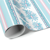 Frilly Frond Stripe in Pink and Aqua Geschenkpapier (Rolleneckpunkt)