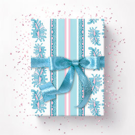 Frilly Frond Stripe in Pink and Aqua Geschenkpapier