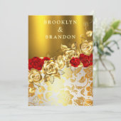 Frilly Gold Burgundy Maroon Einfaches Hochzeitspaz Einladung (Stehend Vorderseite)