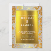 Frilly Gold Burgundy Maroon Einfaches Hochzeitspaz Einladung (Rückseite)