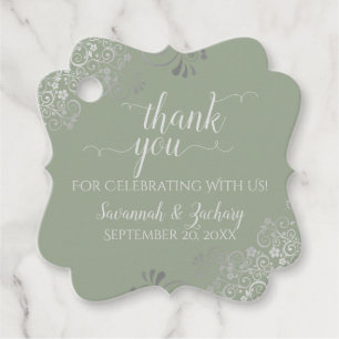 Frilly Sage Green & Silver Gray Wedding Vielen Dan Geschenkanhänger