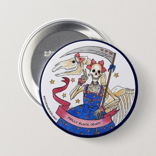 Frilly schwarzer Tod Button (Vorne & Hinten)