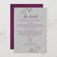 Frilly Silver Lace Magenta & Gray Wedding Details