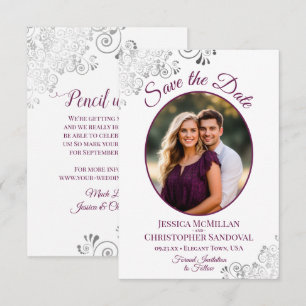 Frilly Silver & Magenta auf der Hochzeit des Weiße Save The Date