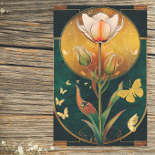 Frilly Tulip w Gold Butterflies on LadyBug on Gree Seidenpapier