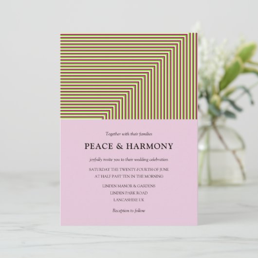 Fringe Stripes Lilac Einladung zur Hochzeit (Stehend Vorderseite)