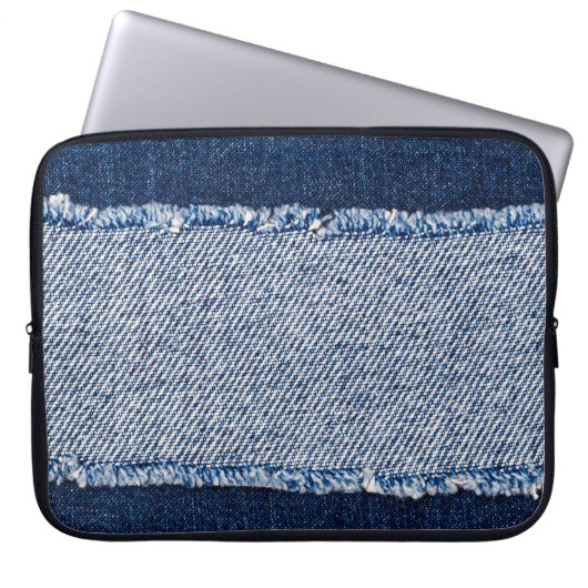 Fringed denim blauen Jeans Rahmen. Laptopschutzhülle (Vorderseite)