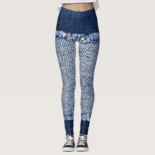 Fringed denim blauen Jeans Rahmen. Leggings (Vorderseite)