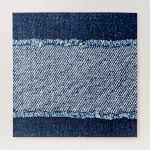 Fringed denim blauen Jeans Rahmen. Puzzle