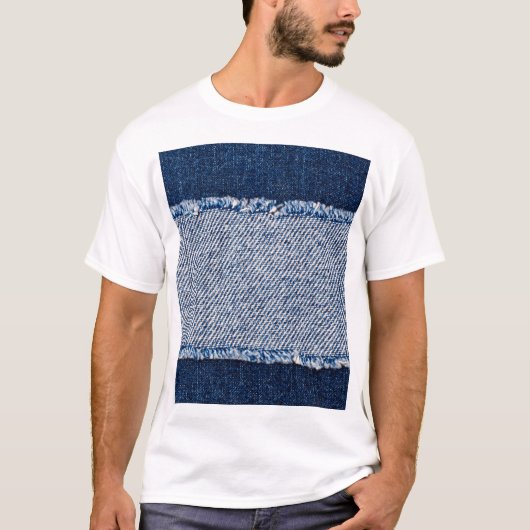 Fringed denim blauen Jeans Rahmen. T-Shirt (Vorderseite)