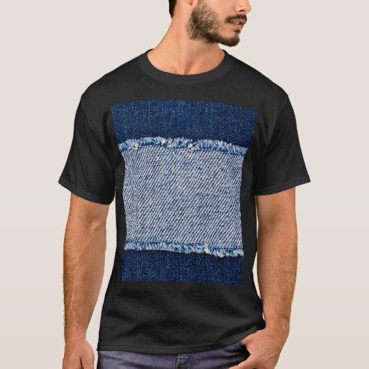 Fringed denim blauen Jeans Rahmen. T-Shirt (Vorderseite)