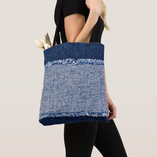 Fringed denim blauen Jeans Rahmen. Tasche (Von Nahem)