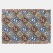 Fringed Wirldecke mit Handwerker Gingko Druck