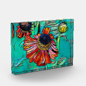 Fringy Helenium mit festem Glass-Look Fotoblock (Links)