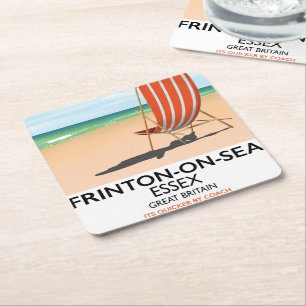 Frinton-on-Sea, Essex, Strandplakat. Rechteckiger Pappuntersetzer