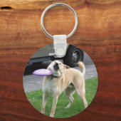 Frisbee Dog Meme Doppelseitiger Schlüsselanhänger (Rückseite)