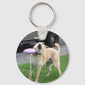 Frisbee Dog Meme Doppelseitiger Schlüsselanhänger (Rückseite)